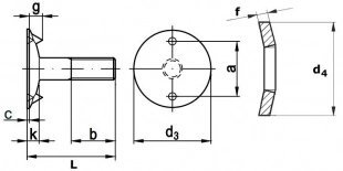 Болт норийный М10х40 оцинкованный DIN 15237