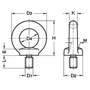 Болт кованный с буртиком и канавкой нержавеющий M10 A2 DIN 580