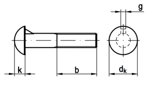 Болт мебельный с полукруглой головкой и усом оцинкованный M10x120 DIN 607