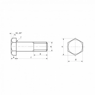 Болт с шестигранной увеличенной головкой стальной M24x160 DIN 6914