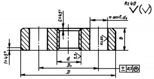 Фланец стальной резьбовой M56x3 Ру100 20Х3МВФ ГОСТ 9399-81